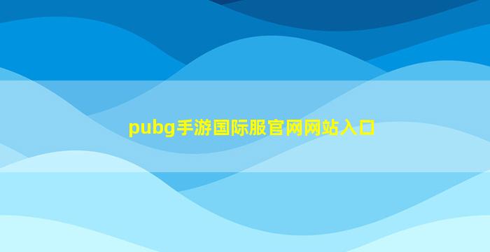 pubg手游国际服官网网站入口